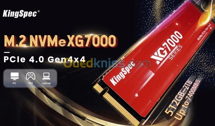 KingSpec xg 7000 1TB PCIe NVMe Gen4 avec dissipateur PS5-Laptop-PC Bureau