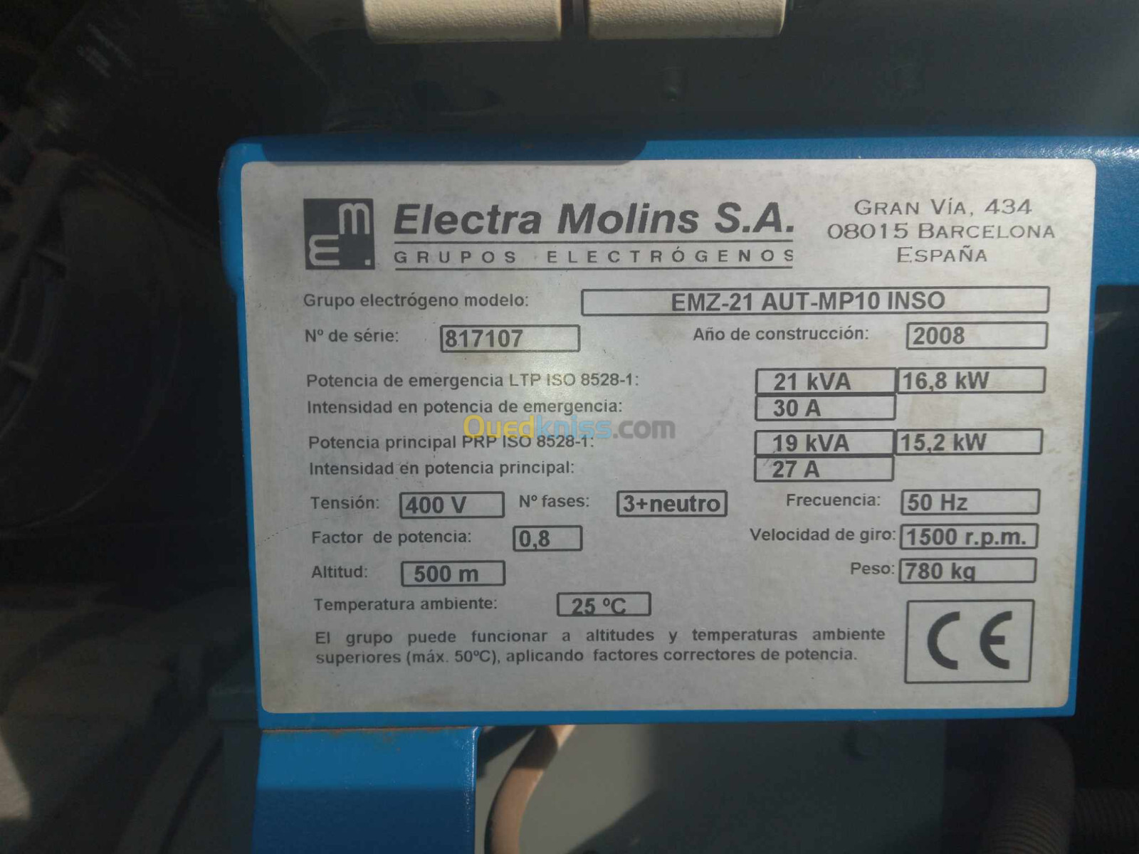 GROUPE ELÉCTROGÉNE 21 kVA ESPAN ORIGINAL