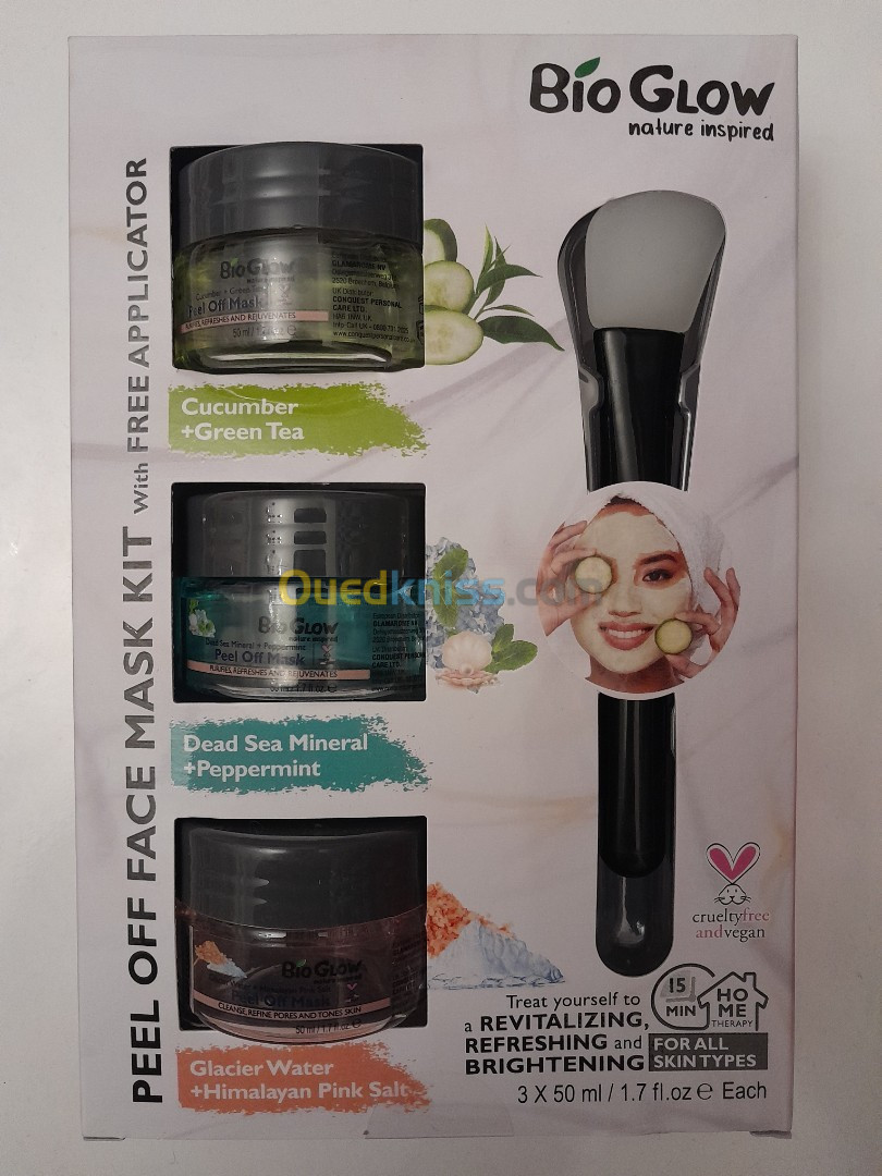 Coffret 3 masques pour le visage avec pinceau applicateur 