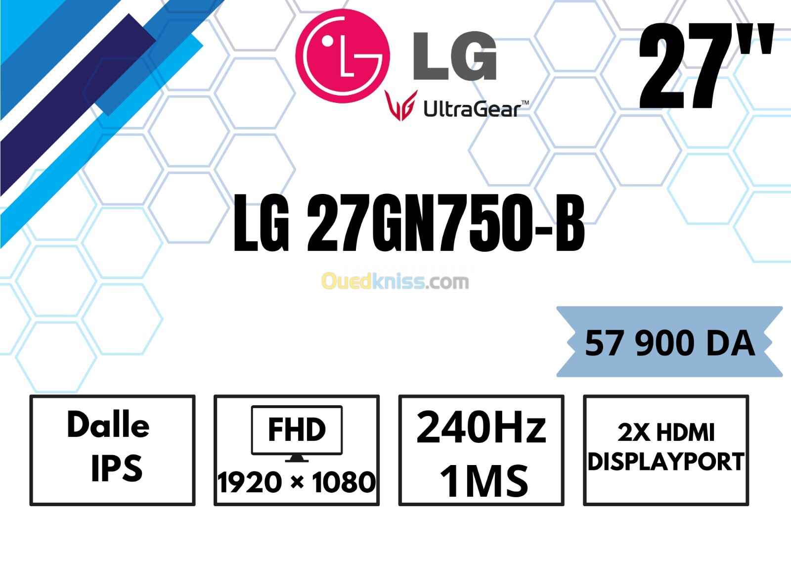 LG 27GN750-B ULTRAGEAR 27" FHD IPS 240Hz 1ms HDMI/DP/USB