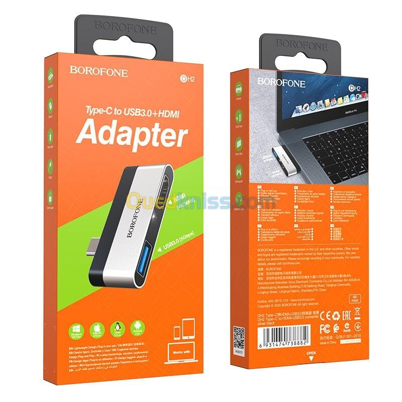 Adaptateur Type-C vers USB 3.0 + HDMI