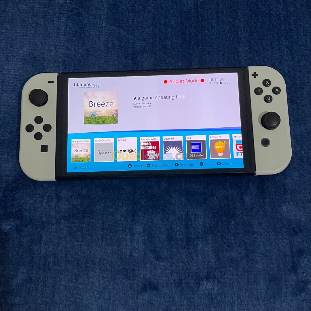 Nintendo switch oled flashé avec puce carte memoire 128gb 29 jeux installés sans accessoires 