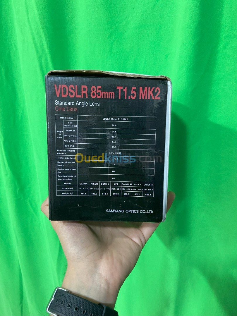 Objectif SAMYANG VDSLR 85mm T1.5 MK2 Standard angle lens Cine lens 170 000 DA NEGOCIABLE اوكازيون