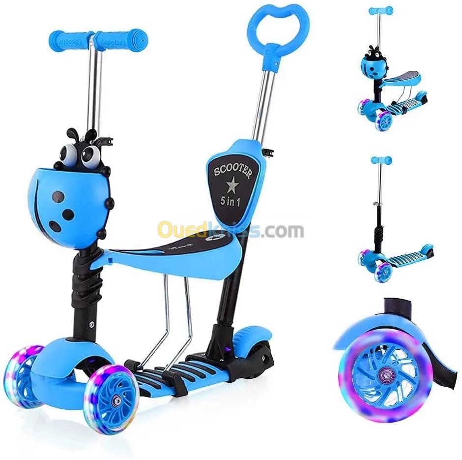 Scooter Trottinette Transformable 5en1 Avec Roues Lumineux Pour Enfants 25kg 