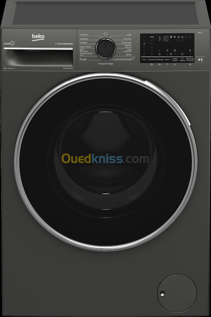 Beko Lave linge 8kg/1200trs A+++ Pro-smart Inverter Gris Manhattan