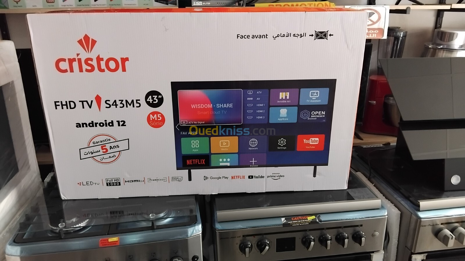 PROMO TV CRISTOR SMART ANDROID/12/ 43 POUCE 5 ANS GARANTIE