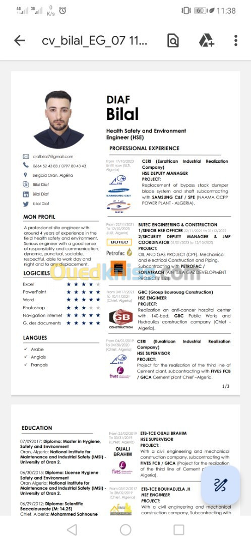 Ingénieur en hygiène, sécurité industrielle et environnement 