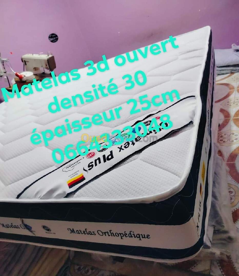 Matelas 3d ouvert densité 30 épaisseur 25cm 