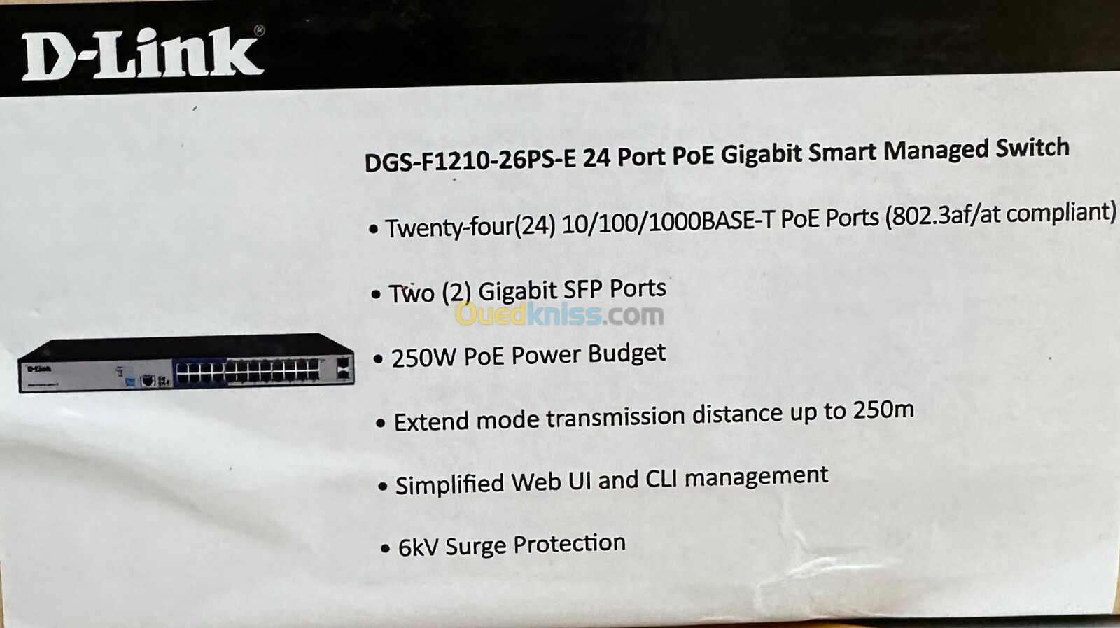 Switch Gigabit 24-ports PoE 2-ports SFP D-Link dgs-f1210-26ps-e