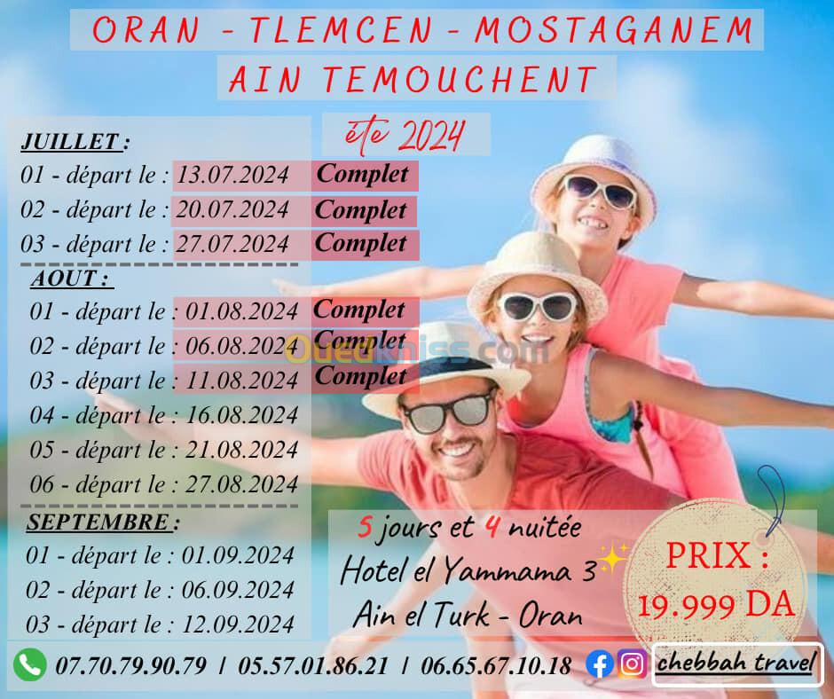 voyage organisé Oran - Tlemcen - Mostagnem - Ain temouchent