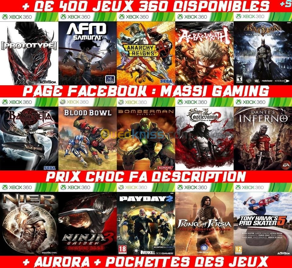 INSTALLATION JEUX XBOX 360 (PRIX CHOC FA DESCRIPTION) --