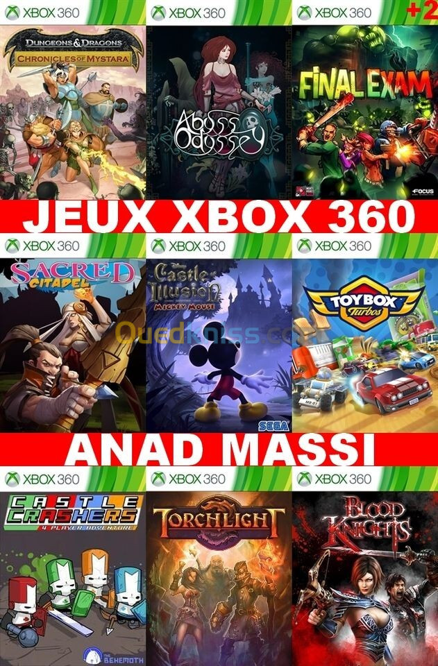 INSTALLATION JEUX XBOX 360 (PRIX CHOC FA DESCRIPTION) **