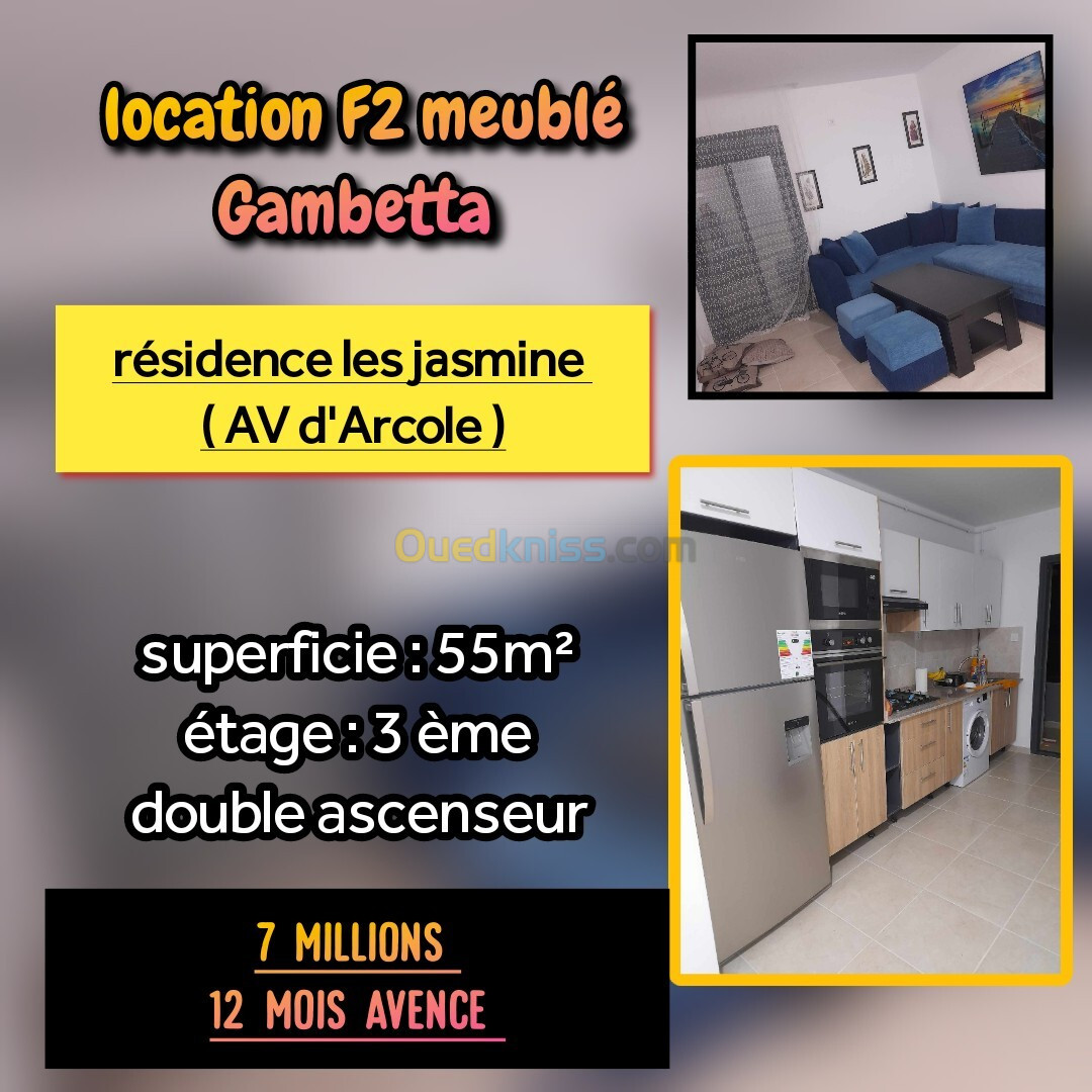 Location Appartement F2 Oran Oran