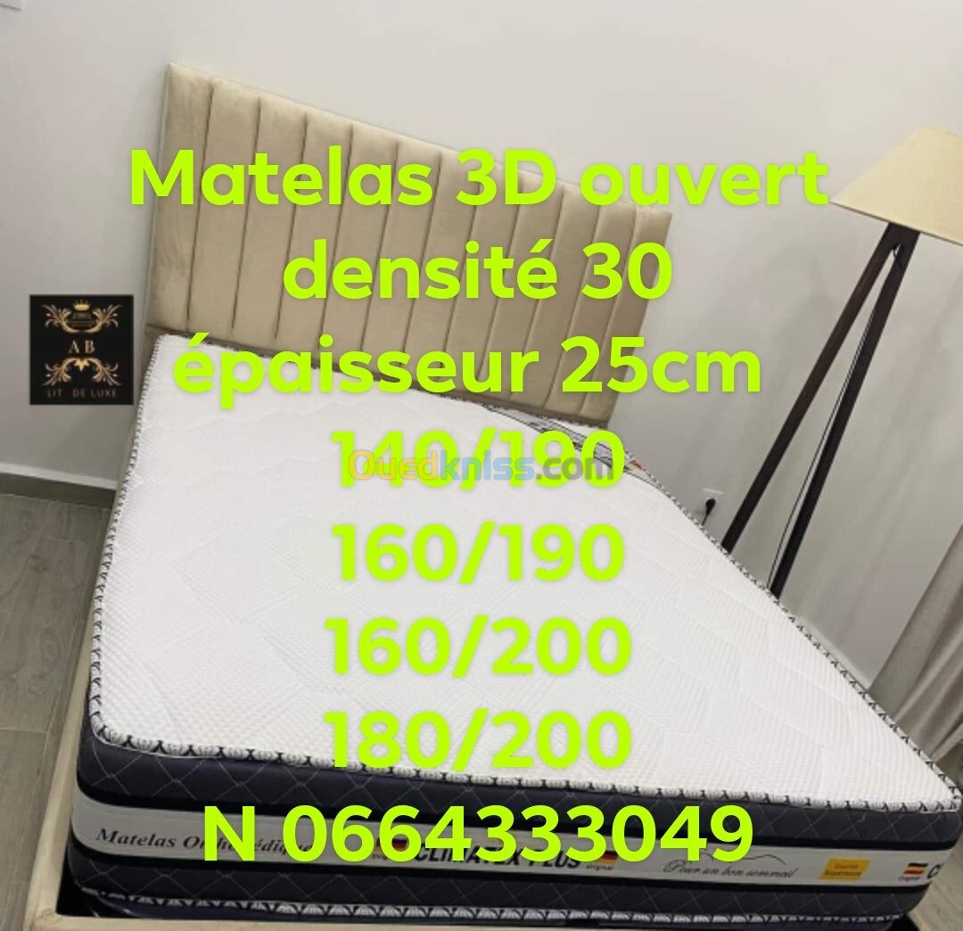 Matelas 3d ouvert densité épaisseur 25cm 