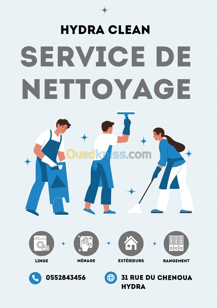 Entreprise de nettoyage ,  agent d’entretien, femme de ménage à domicile  hydra clean services 