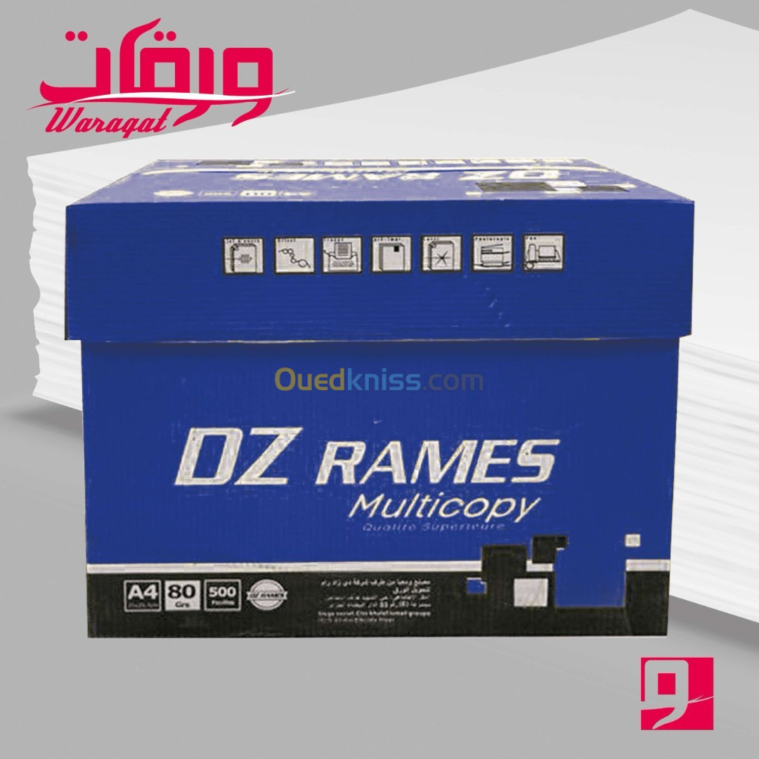 DZ RAMES (Bleu) A4 80g/m2, Rame de Papier Blanc