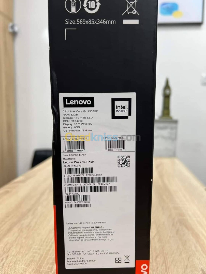 LENOVO LEGION PRO 7 GEN 9 i9 14900HX & RTX 4090 32GB RAM / 2TB SSD