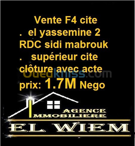 Vente Appartement F4 Constantine Constantine