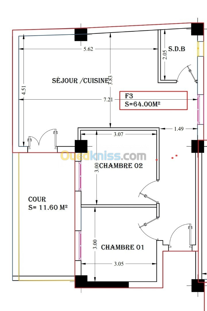 Vente Appartement F3 Alger Bordj el kiffan