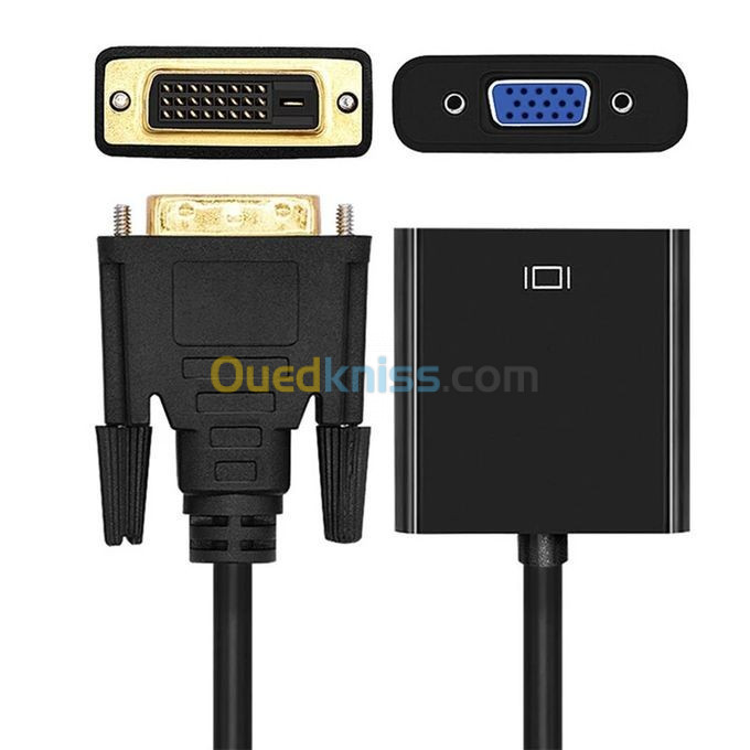 Adaptateur Convertisseur DVI Male ( 24+1 ) To VGA Fem