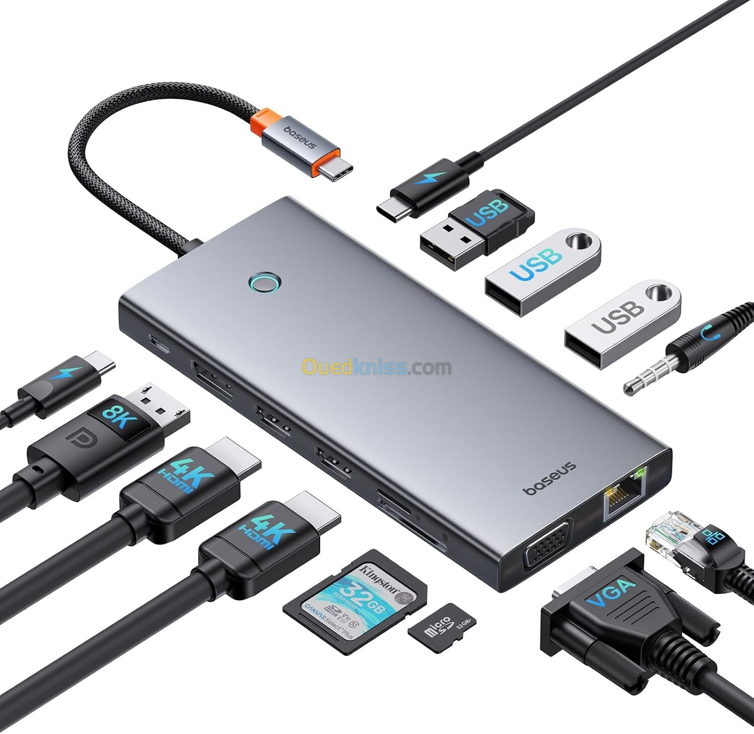 Station d'accueil USB C Hub, Baseus 13-in-1 HDMI 4K@120Hz