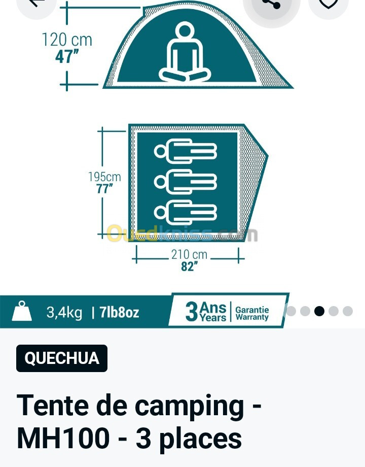 Tente de camping 3 places