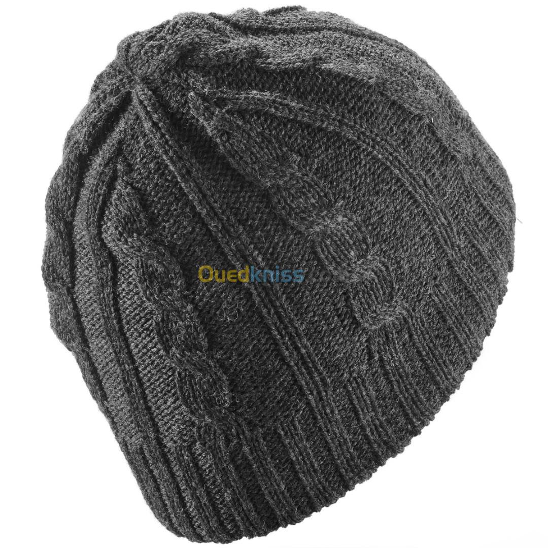 BONNET DE SKI ADULTE DECATHLON TORSADES WOOL Gris carbone