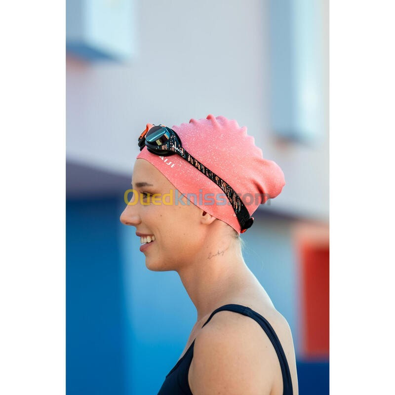 Bonnet decathlon de Bain en Silicone - Taille Unique - Cheveux Longs - Rose