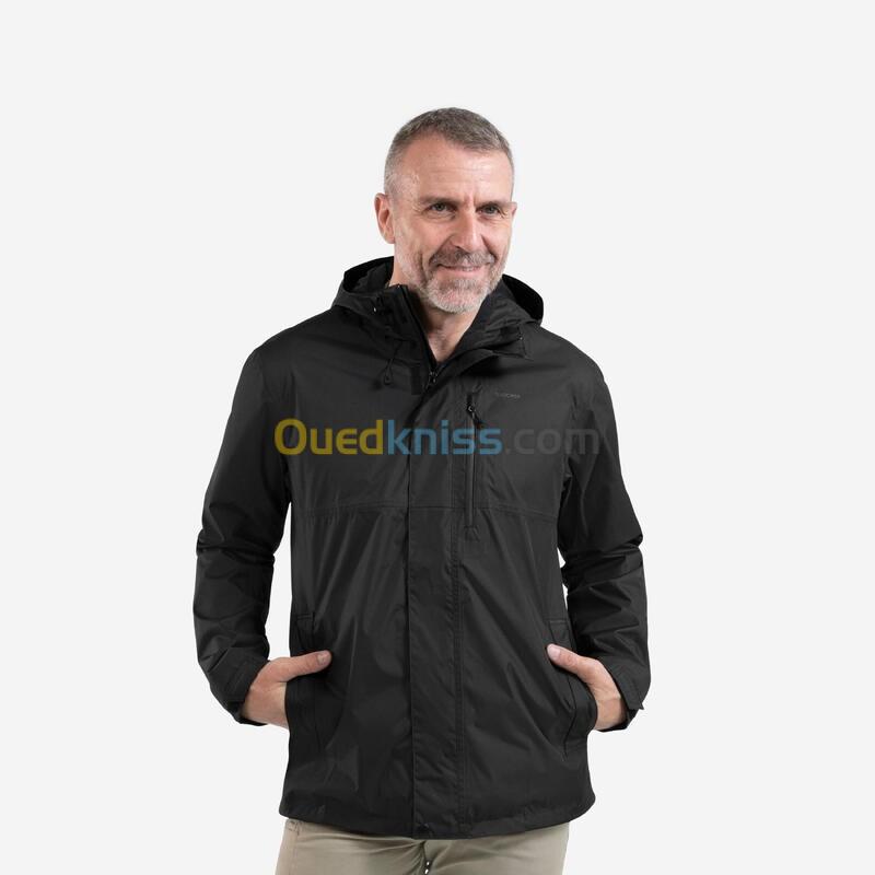 Veste imperméable de randonnée - NH500 coupe vent et pluie - Homme noir