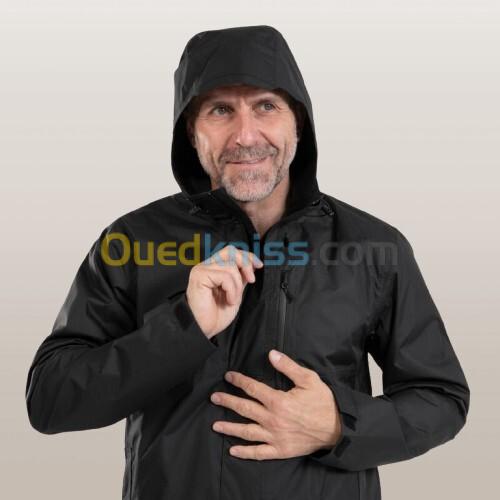 Veste imperméable de randonnée - NH500 coupe vent et pluie - Homme noir