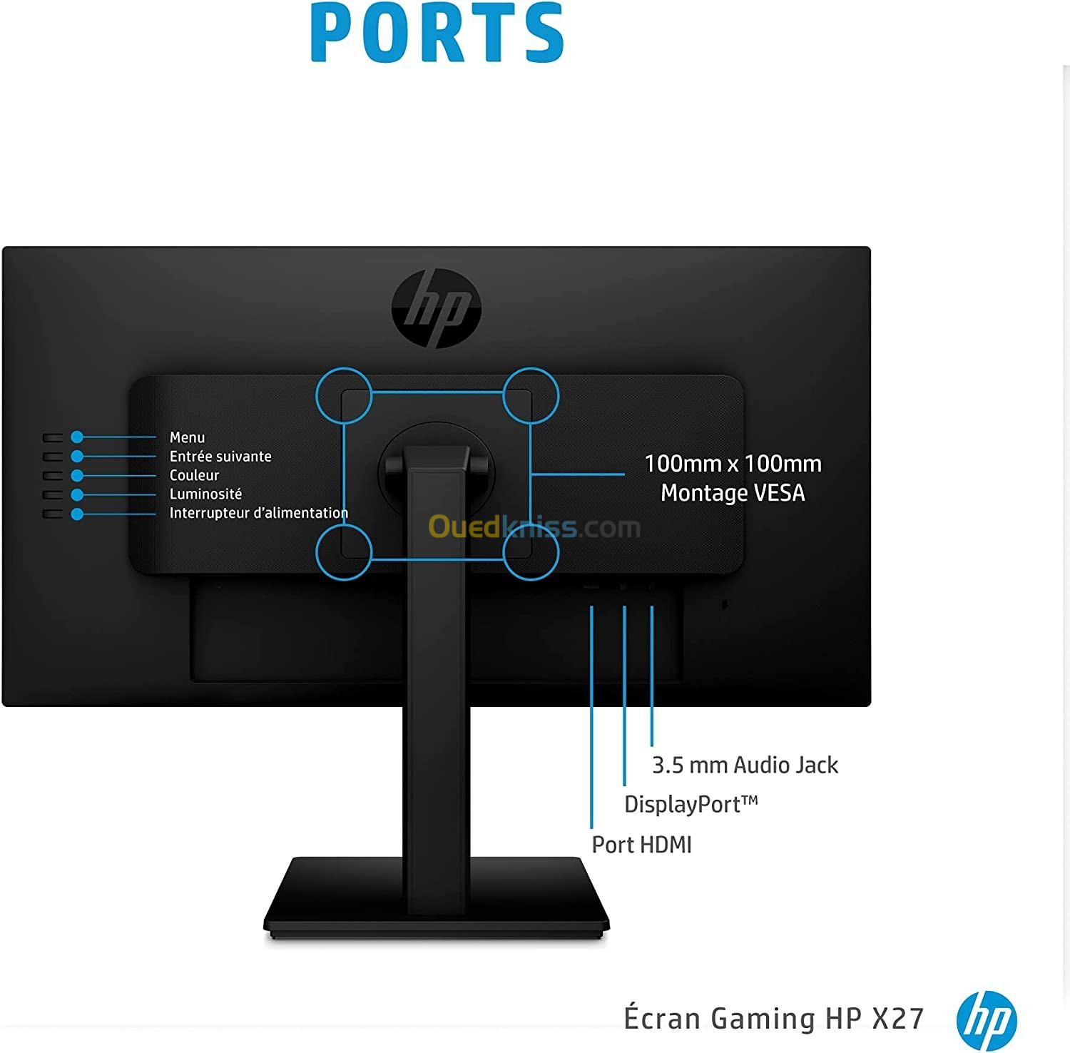 ECRAN HP 27" IPS FULL HD GAMING X27 /HDMI-DISPLAY/PIVOTANT