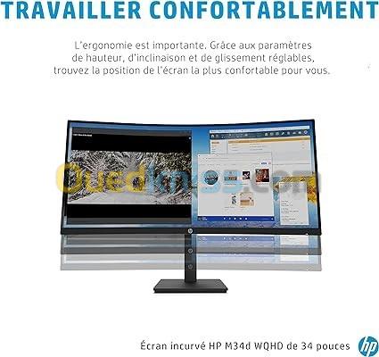 ECRAN HP 34" M34D CURVED HDMI/DISPLAY/USB-C 3.1