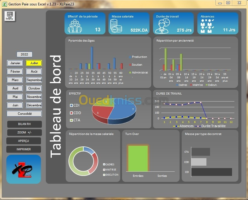 Gestion Paie + RH Excel