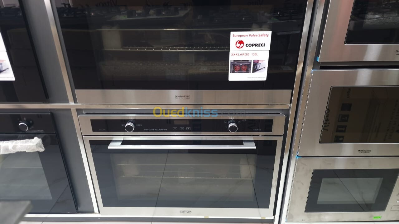 four 90 cm inox et noir gaz / electrique encastrable kitchenchef tres bonne qualité 