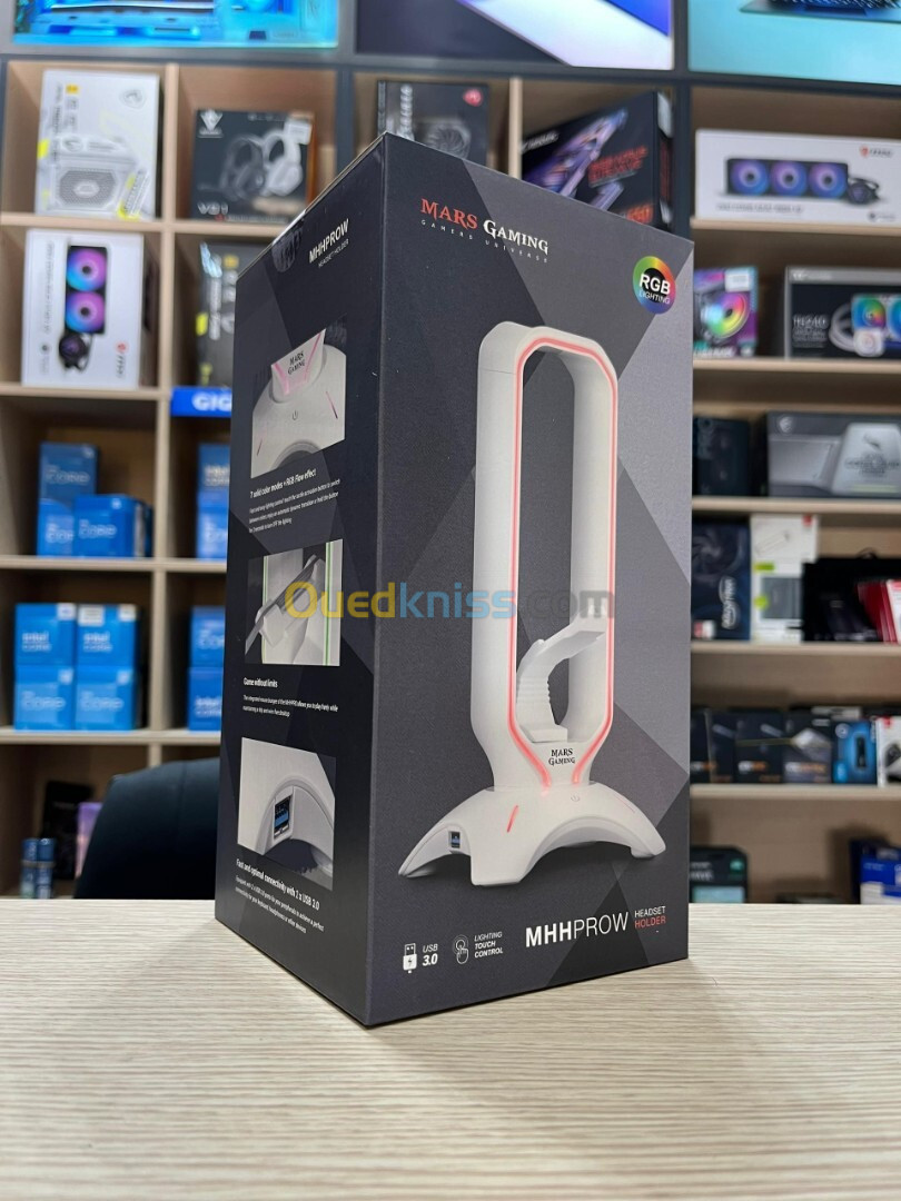 SUPPORT CASQUE MARS GAMING MHHPRO WHITE