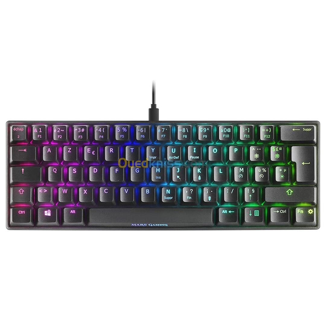 CLAVIER MARS GAMING MKMINI 60% RED SWITCH BLACK