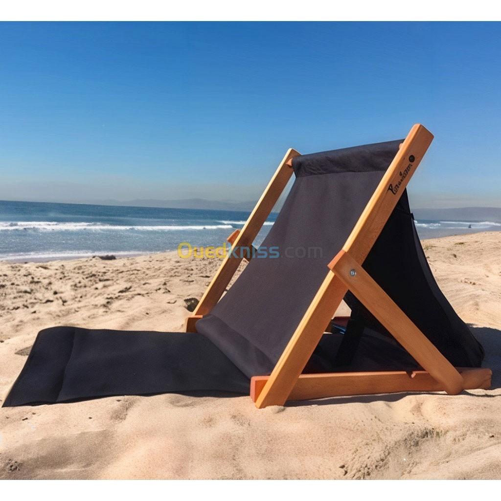 Chaise de Plage Réglable en 3 Positions Avec Poche Arrière