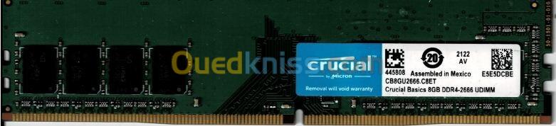 VEND 2 RAM Crucial DDR4  8GB - 2666 