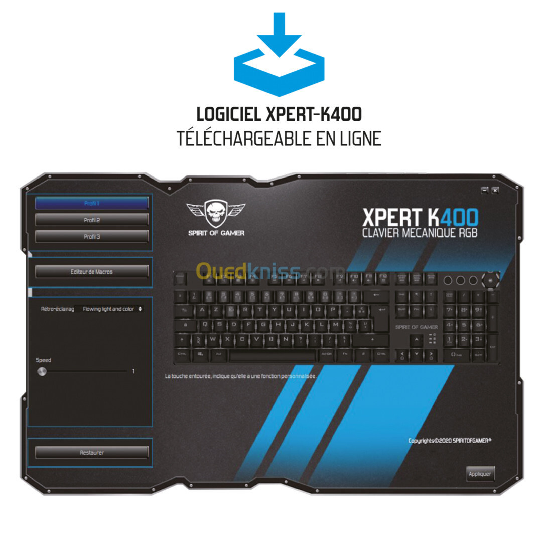 CLAVIER MECHANIQUE SOG XPERT-K400 BLUE SWITCH