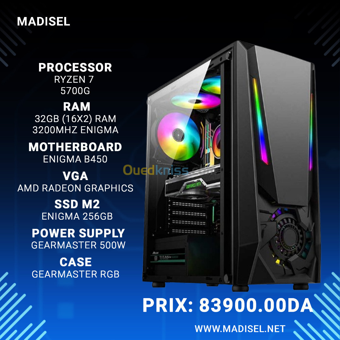 PC Gamer Ryzen 5700G / B450 / M2 256GB / RAM 32GB