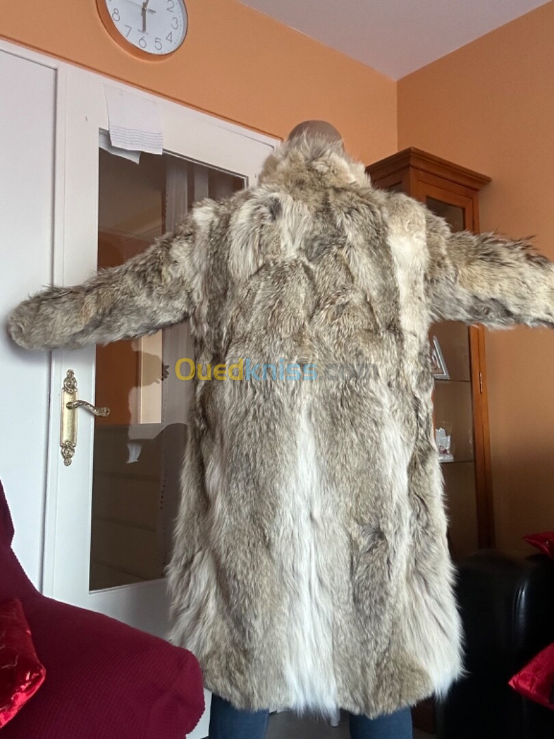 Manteau véritable peau de loup Afghanistan 