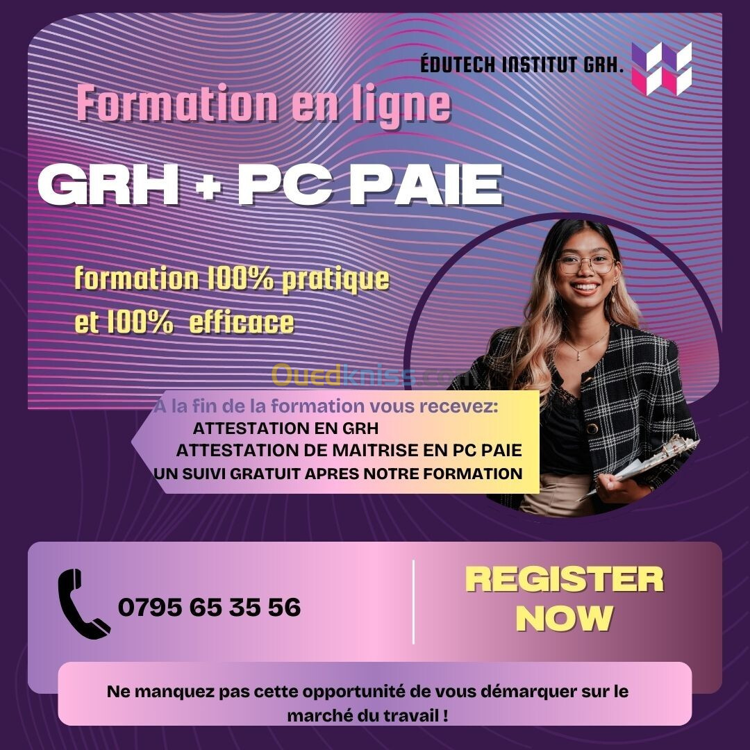 Formation En GRH + PC PAIE " EN ligne" 