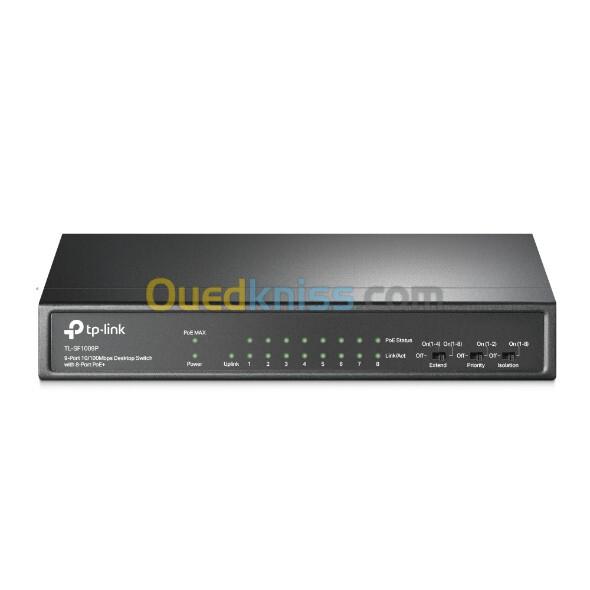 Switch de bureau 9 ports 10/100 Mbps avec 8 ports PoE+ TL-SF1009P