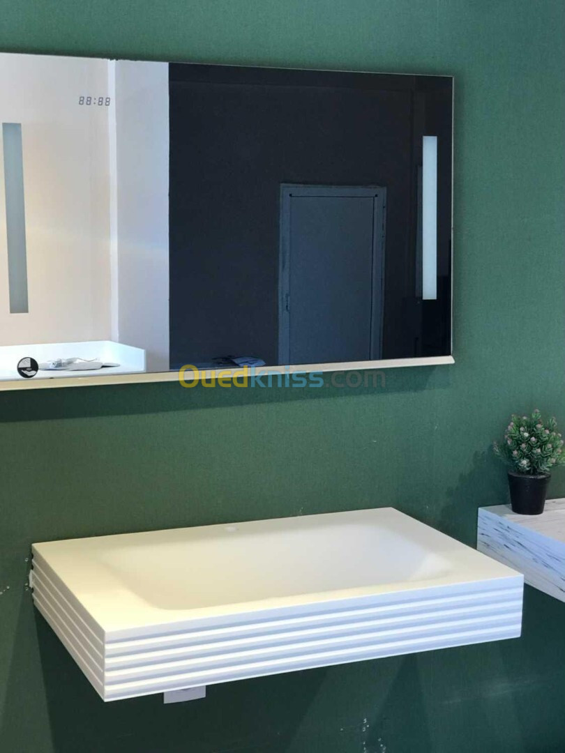 vasque a rayure thermoformé 80 cm en corian blanc