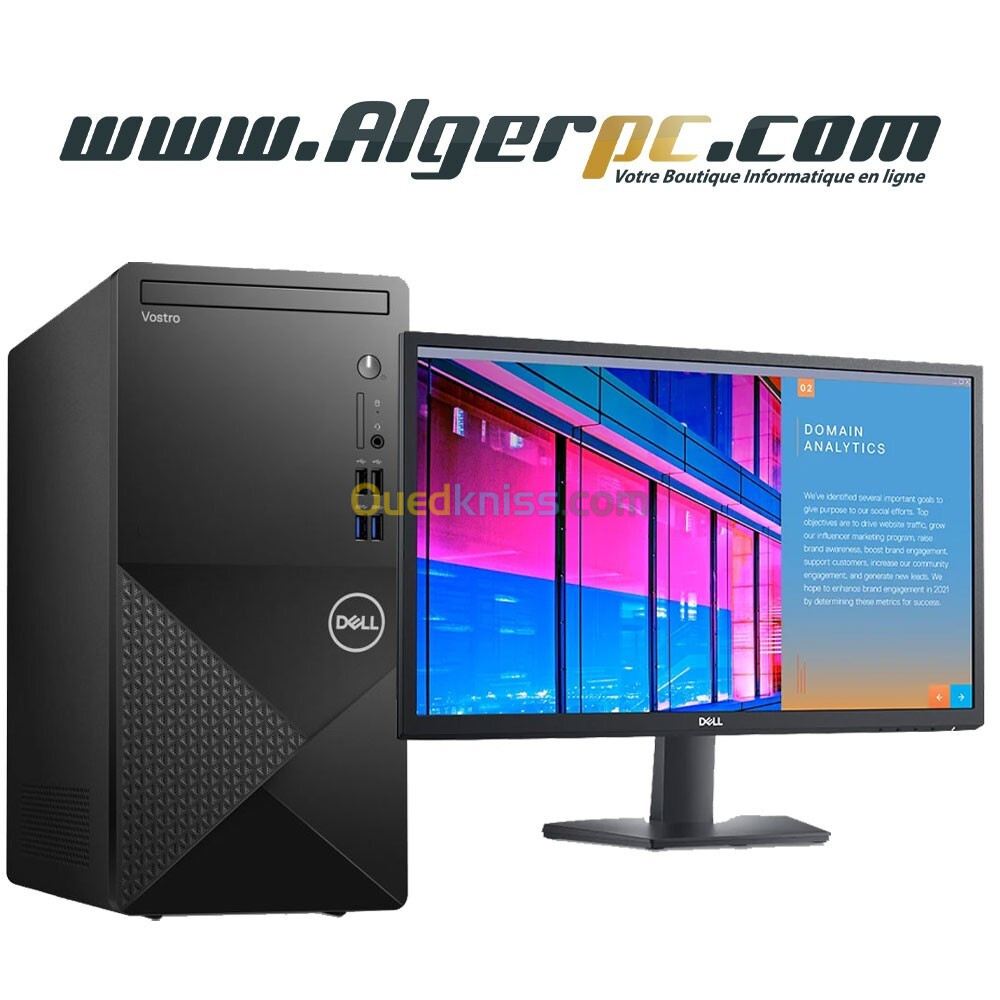 Desktop Dell Vostro 3910 Intel core i3-12100/8 Go/1To+256 Ssd Nvme/Windows 11 Pro/Ecran Dell 22