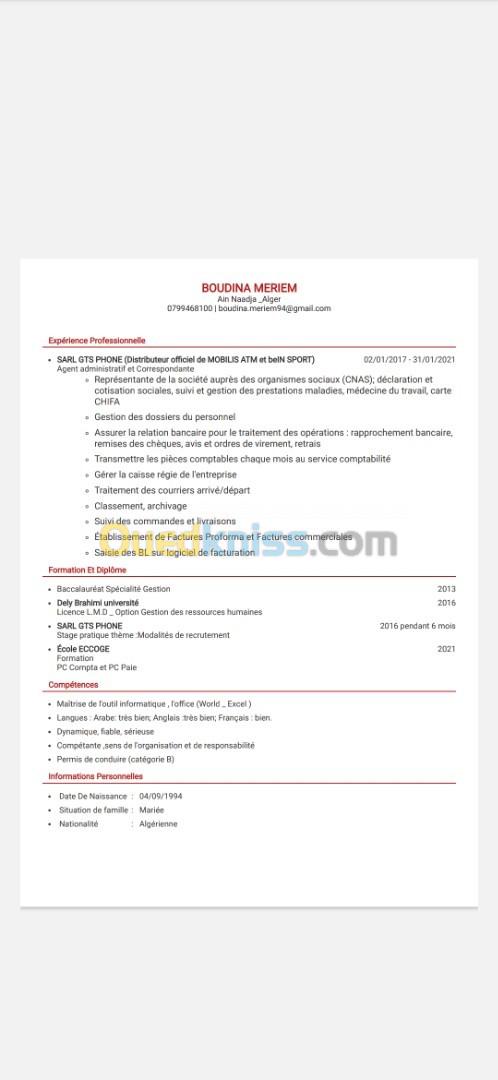 Assistante administratif/RH