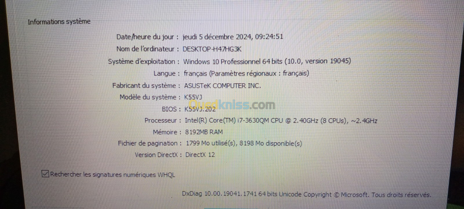 Laptop  ASUS K55V i7-3370  double carte graphique