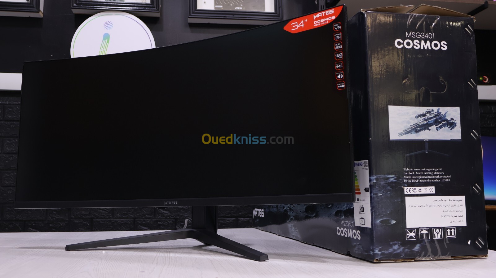 ECRAN Matos COSMOS Gaming CURVED 34" 180Hz 1ms UWQHD