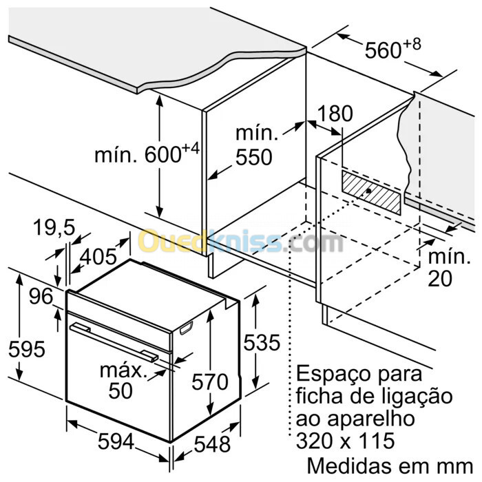 FOUR ENCASTRABLE BOSCH ÉLÉCTRIQUE VENTILÉ 3D INOX SERIE 6 AVEC AFFICHEUR 71 L 7 FCTS 60CM 