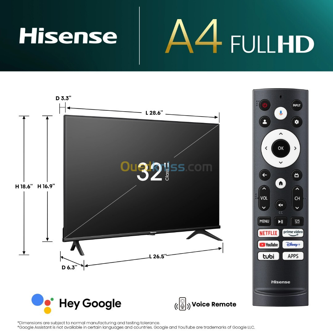 Téléviseur Hisense série A4 de 32 pouces 32A4K